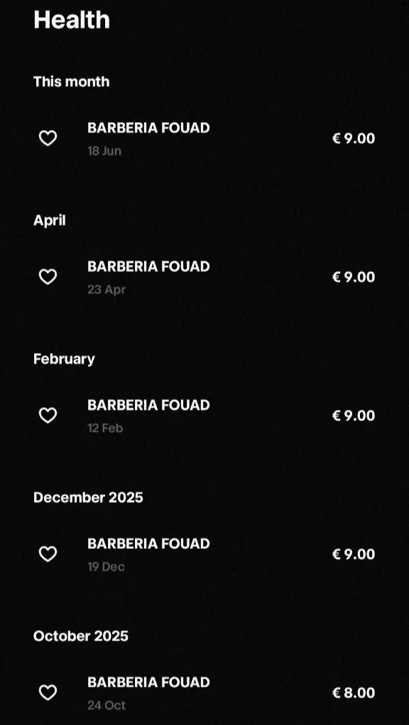 Barbería Fouad, etiquetada como Salud en la App Bancaria